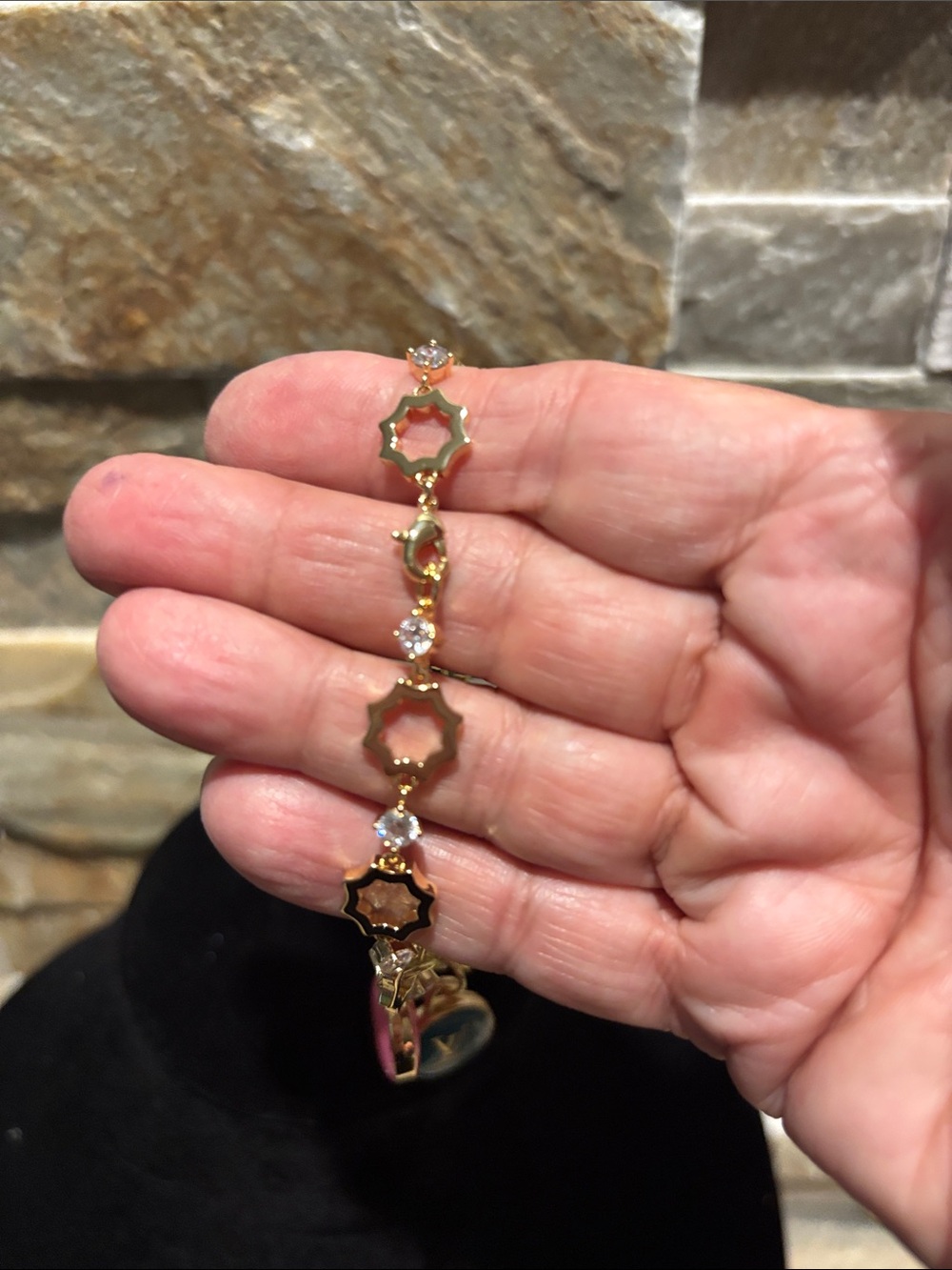 Gold Charm Bracelet with Pink, Blue, Yellow & Lime LV charms - Picture 4 of 5